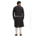 Black Cotton Embroidery Worked Long Panjabi For Men (NS107)